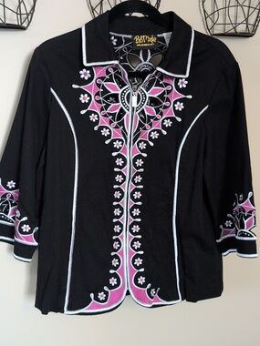 Bob Mackie Wearable Art Embroidered 3/4 Sleeve Jacket